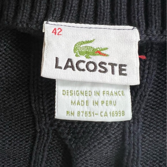 Lacoste Sweater Vest Womens 42 L Preppy Navy Knit Pullover Vest - Picture 7 of 8